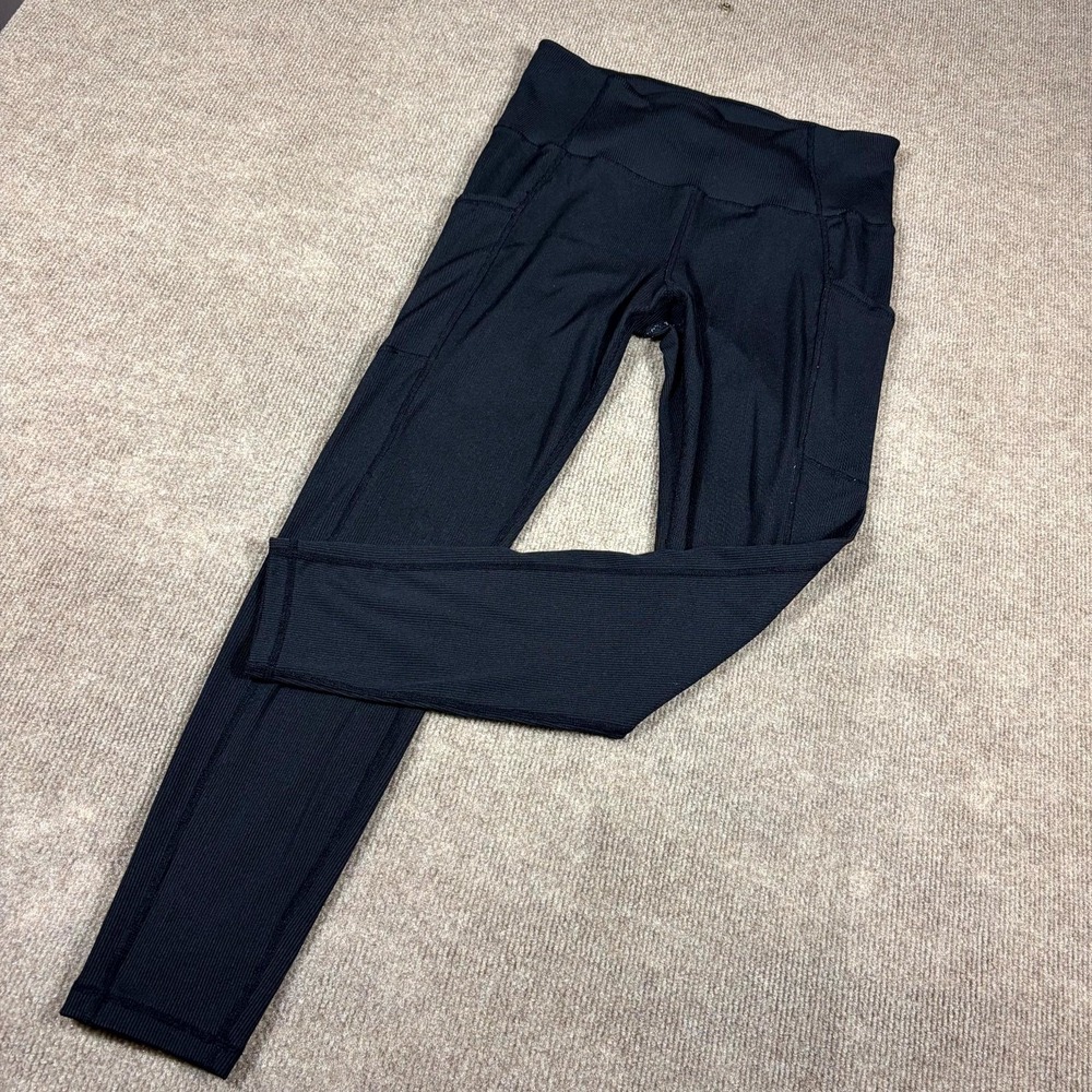 Lukka Lux Leggings Womens Medium Black Stretch Ribbed Performance Pockets Yoga